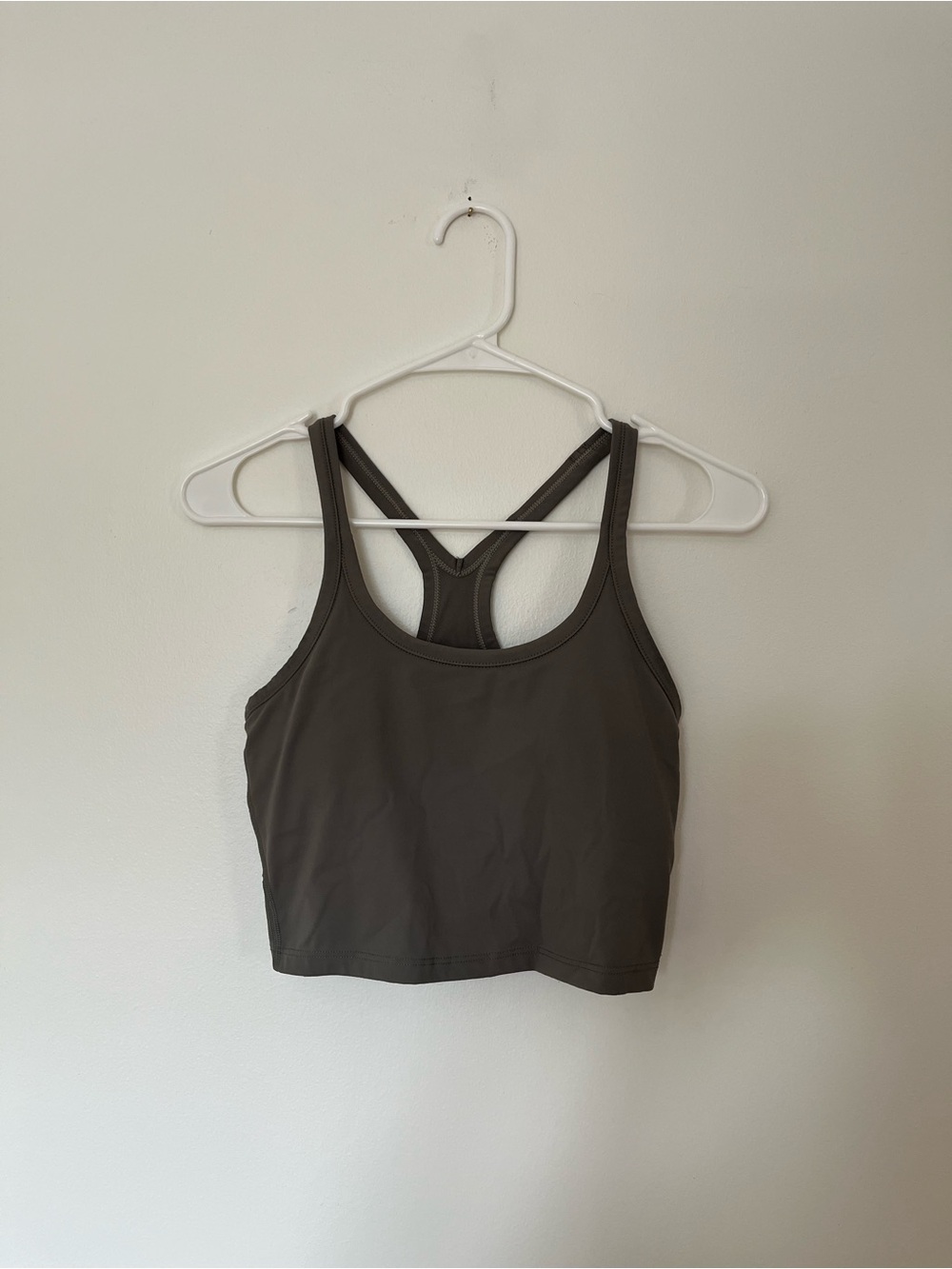 Women's Olive Green Sports Bralette - Racerback Crop Top